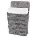 Coeusy 3 Gallon Paper Rope Bathroom Trash Can,Small Wicker Trash Cans with Lid and Liner,Woven Rattan Narrow Waste Basket for Bedroom,Office,Grey