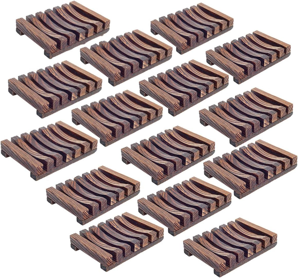 15 Pieces Wooden Soap Dish, Bathroom Wooden Soap Case, Hand Craft Bathtub Shower Dish Accessories