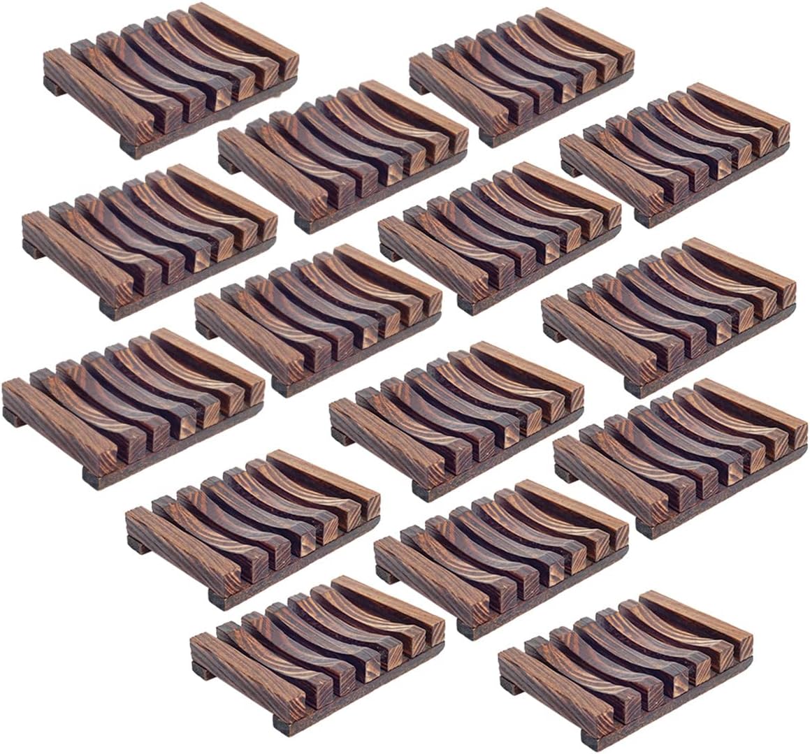 15 Pieces Wooden Soap Dish, Bathroom Wooden Soap Case, Hand Craft Bathtub Shower Dish Accessories