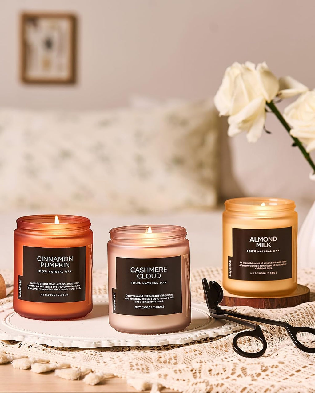 M&SENSE Cashmere Cloud Scented Candles for Home Cozy Winter Gifts Women