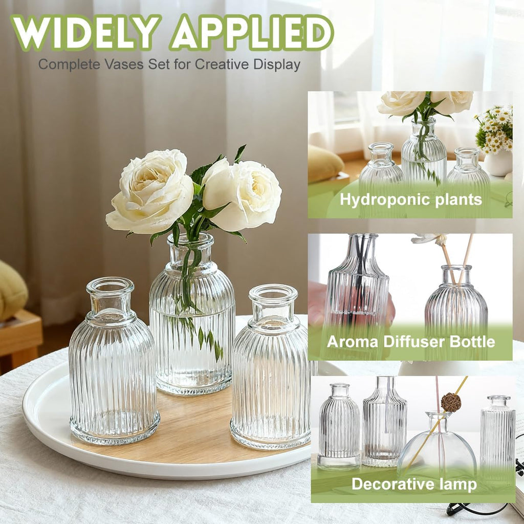 Glass Diffuser Bottles 3.8 High 100ml 3.4 Fl Oz Round Aroma Bottles Diffusers Vase Fragrance Accessories Use for DIY Replacement Reed Diffuser Sets Craft Projects Wedding Party