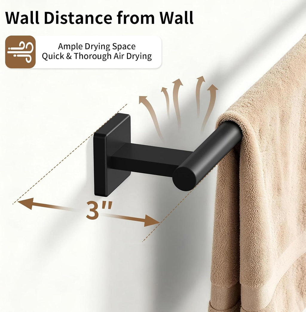 Bethom Matte Black Towel Bar, 24 Inch Towel Racks for Bathroom Wall Mounted
