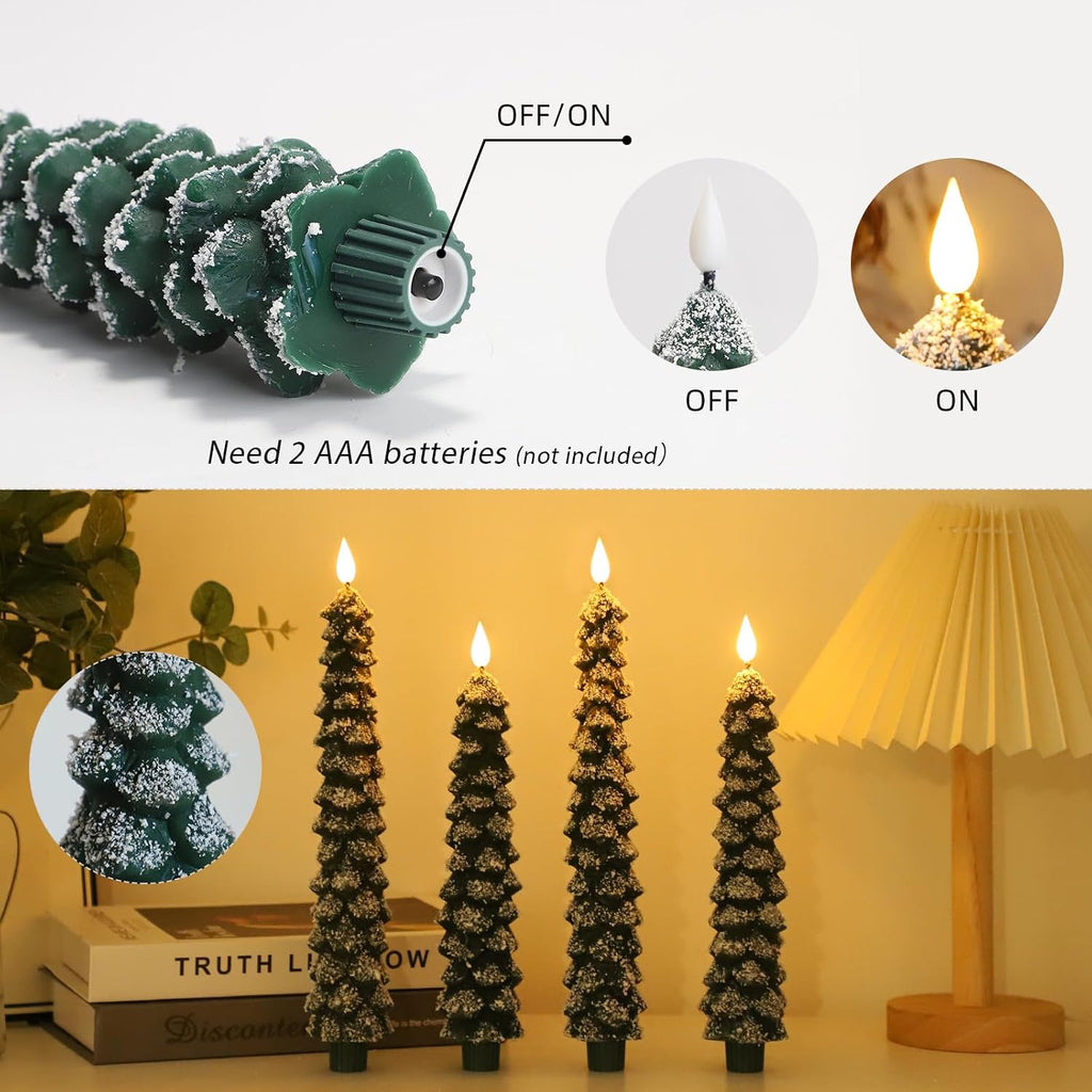 Christmas Decorations, Christmas Tree Flameless Taper Candles with Remote