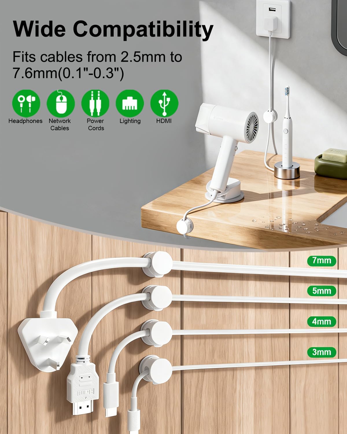 12 Pack Rotatable Spring Cable Management Cable Clips for Phone Charger