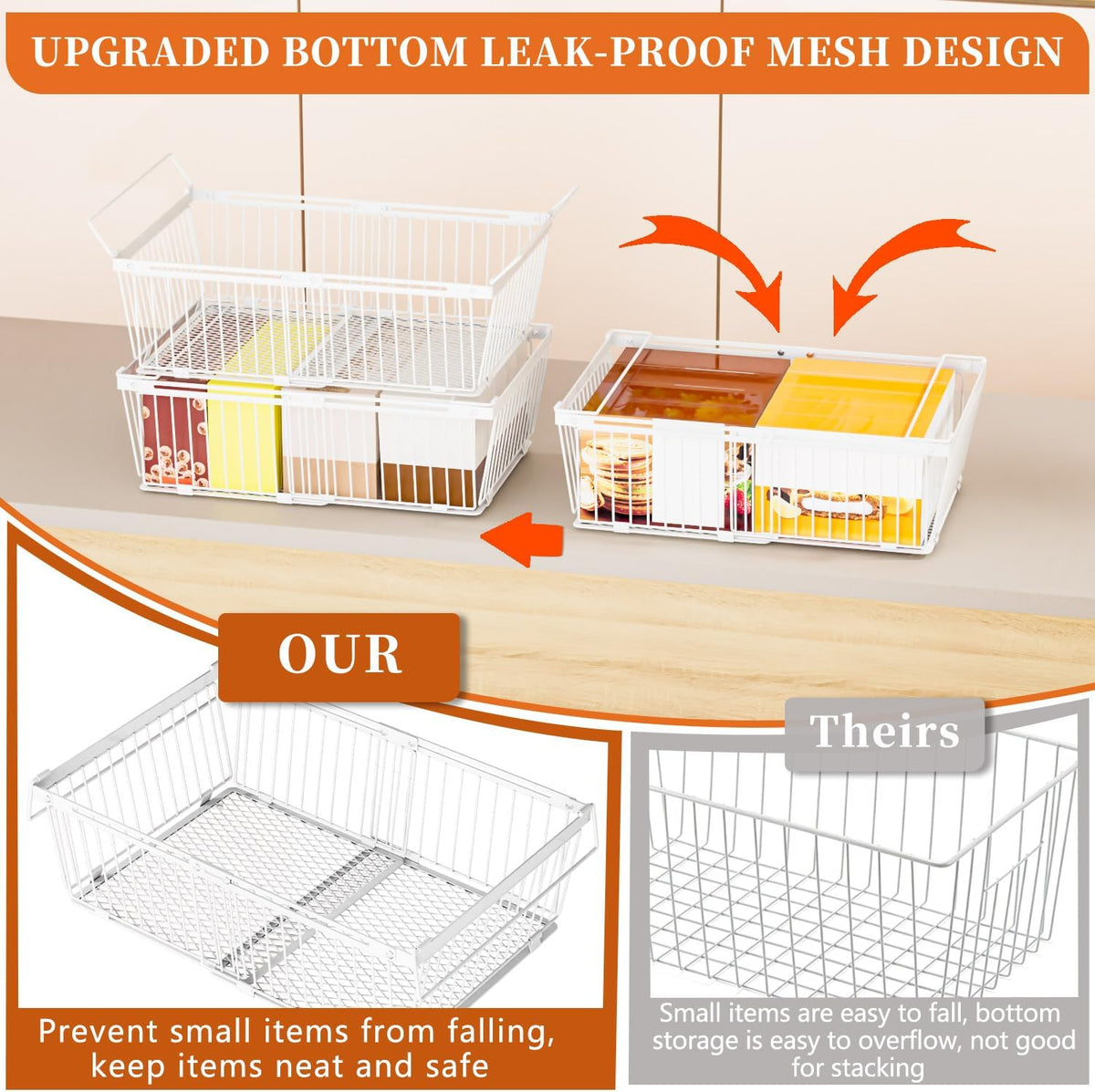 Large Freezer Organizer Bins for 10 to 20 Cu.Ft,6 Pack , Leak-Proof Bottom
