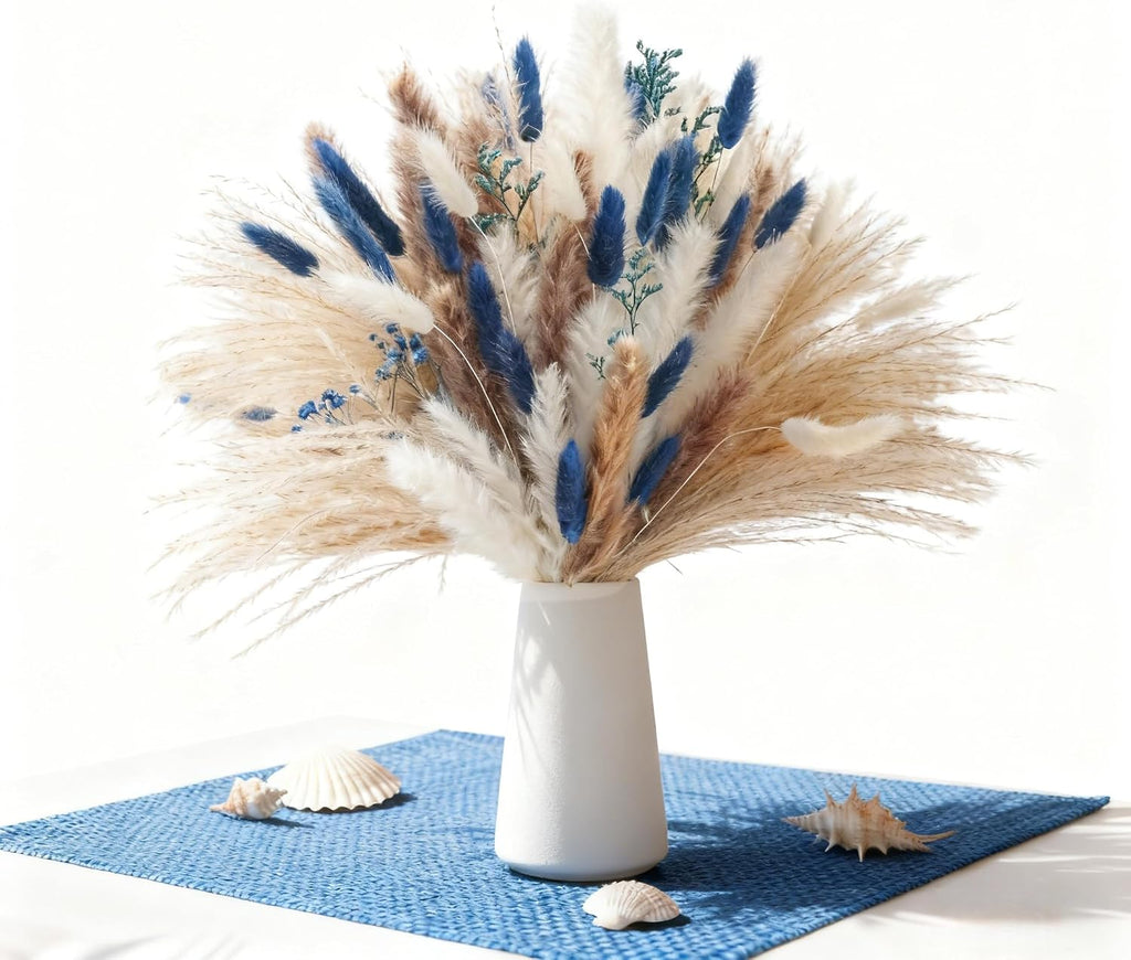 Natural Blue Pampas Grass Bulk Fluffy Dried Plants