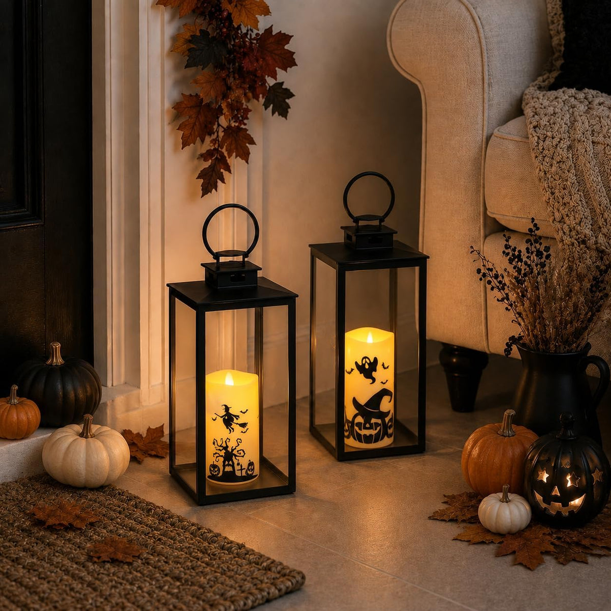 MUMCHASI Halloween Decor, Halloween Flameless Pillar Candles with Remote