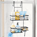 Consumest Over Door Shower Caddy - 2 Tier Shower Shelves Hanging with Soap Holders, Large Capacity Shower Organizer with 4 Hooks, Bathroom Rack and Storage, Black
