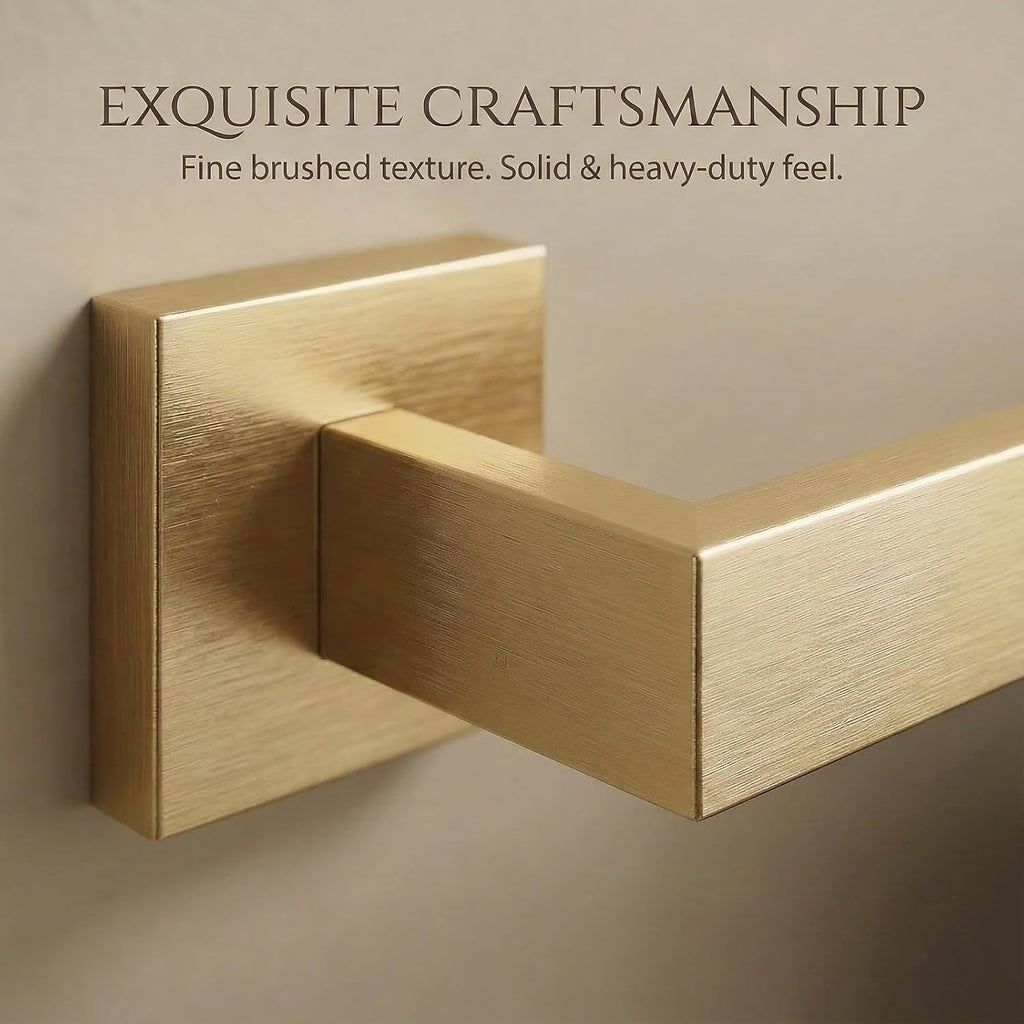 5-Piece Bathroom Hardware Set, 23.6 in Towel Bar, Brushed Gold