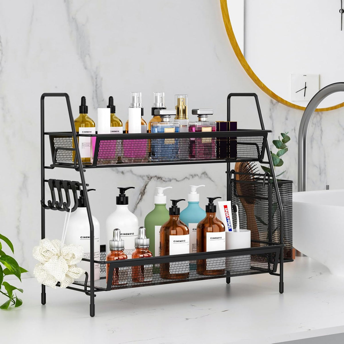 VITVITI 2 Tier Bathroom Countertop Organizer, Vanity Storage Shelf, Black