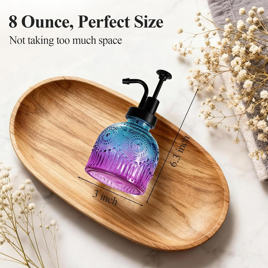 SheeChung 8oz Halloween Glass Soap Dispenser with Black Pump, Purple,2 Pack
