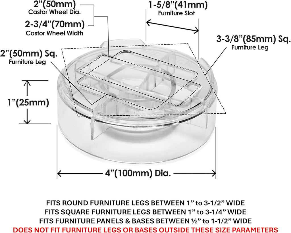 Slipstick CB658 Stack-Its 1 Inch Adjustable Bed Risers/Furniture Risers (Set of 8) Lifts Height 1", 2", or 3" When Stacked - Clear Heavy Duty Raisers