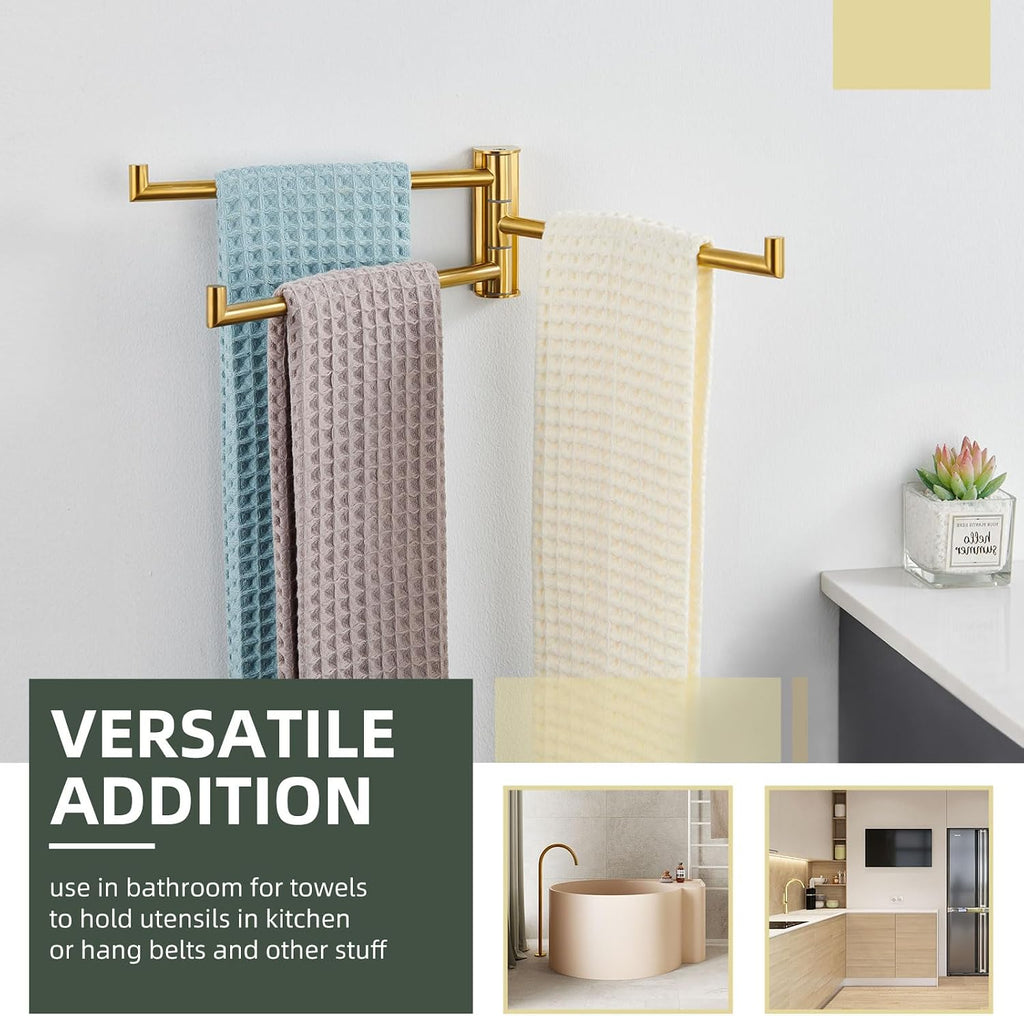 Angle Simple Hand Towel Holder for Bathroom, Swivel Bars, Brushed Dark Gold