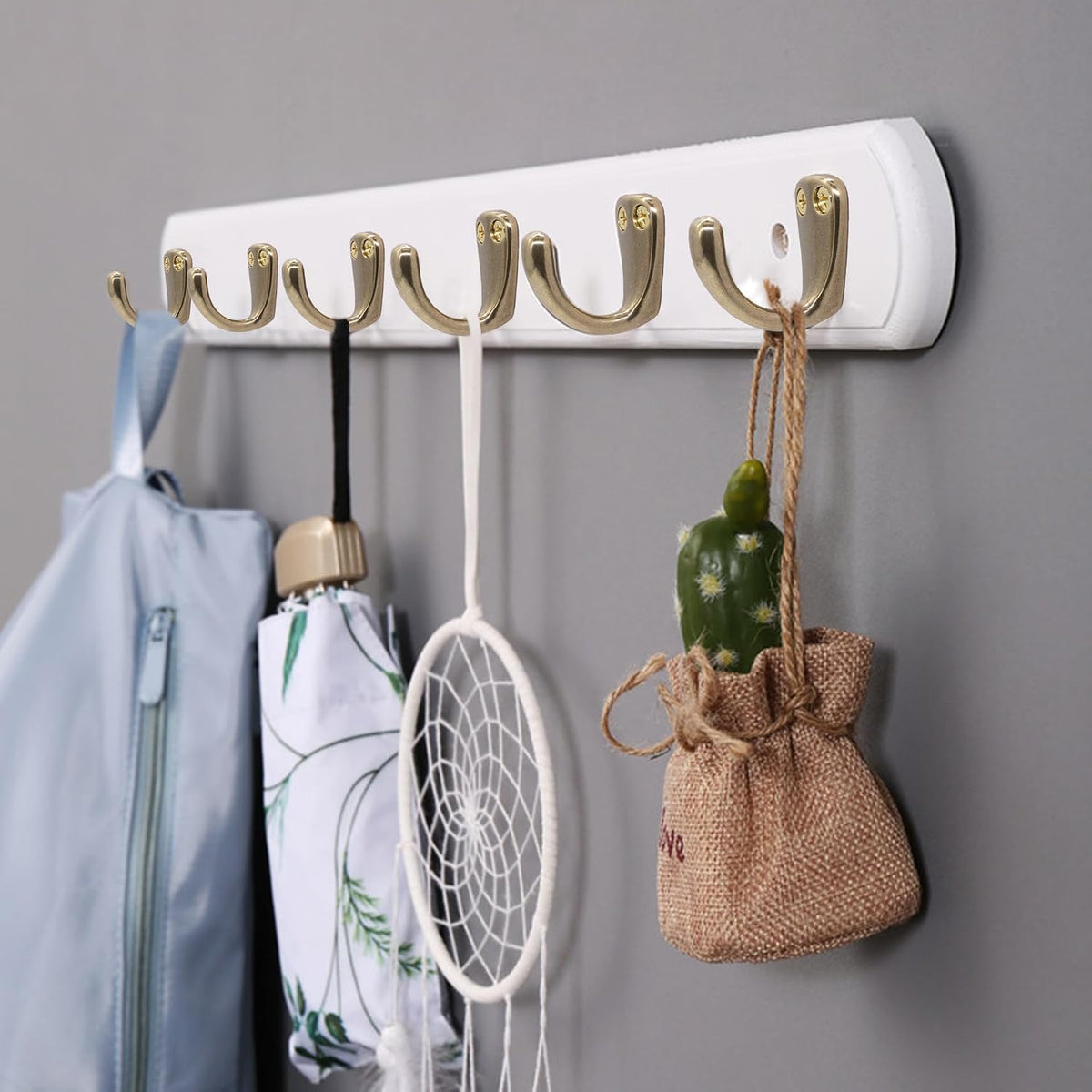 Vintage Brass Coat and Hat Hook Classic Simple Hooks Wall Mounted 2PCS