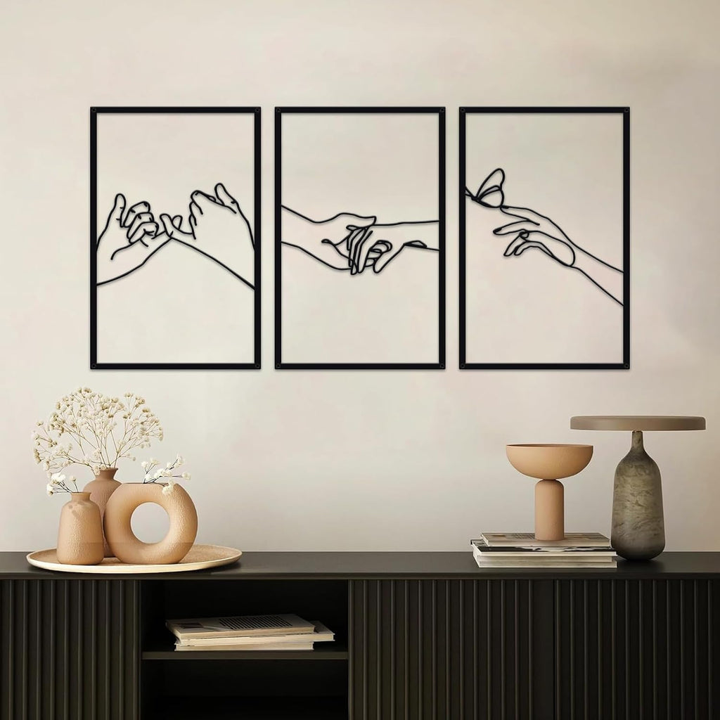 Minimalist Lines Female Body Hand Shape Metal Wall Art Decor,Modern Abstract Line Home Wall Sculptures, Accent Women Hanging Wall Sign for Bedroom Living Room Kitchen Decor