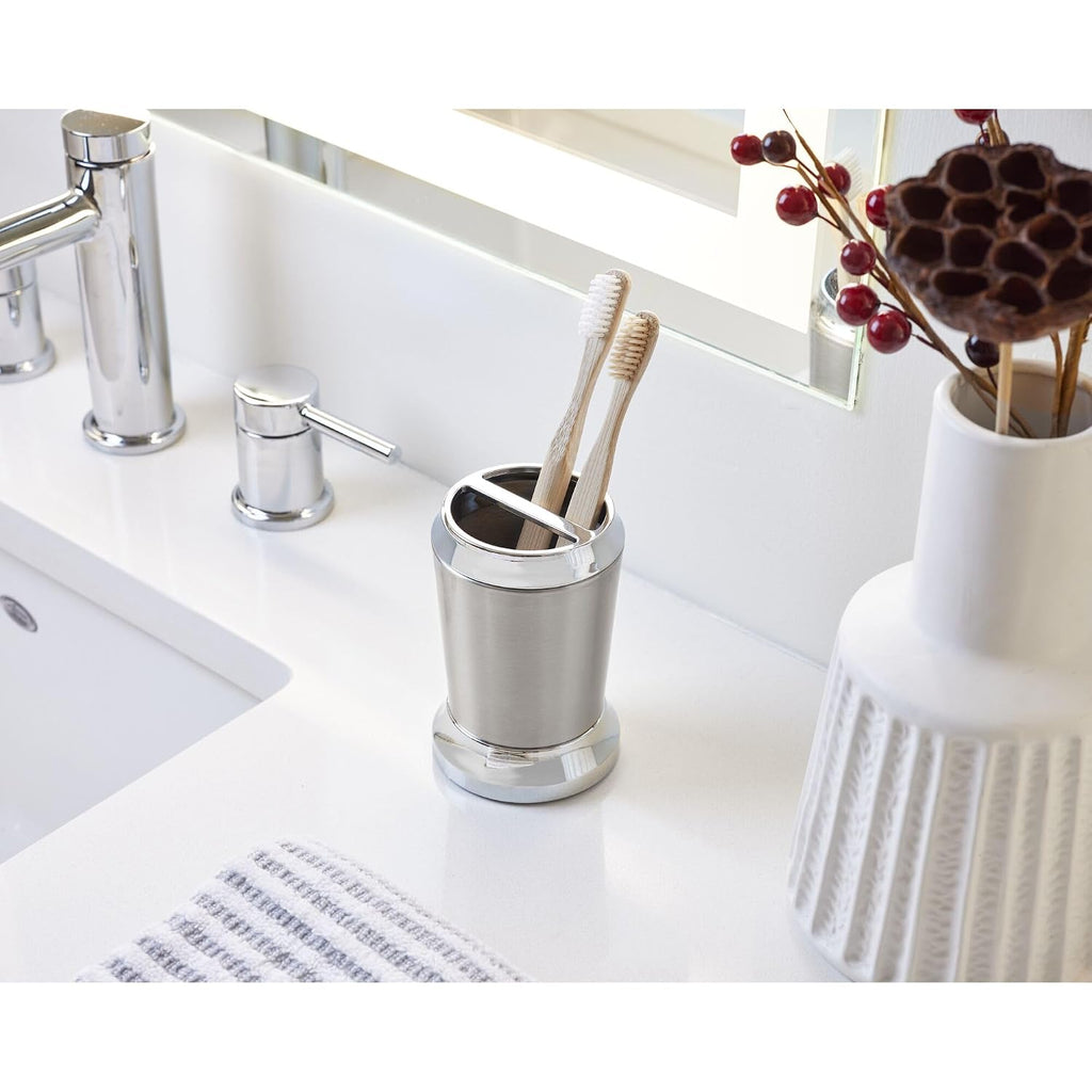 iDesign Stainless Steel Bathroom Toothbrush Holder, Pack of 2