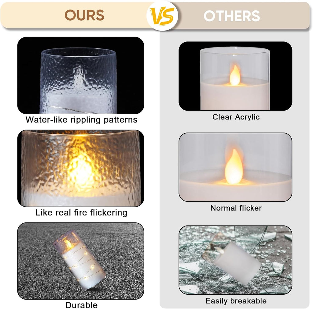 Homemory 3"x6" Upgraded Flickering Flameless Pillar Candles with Remote