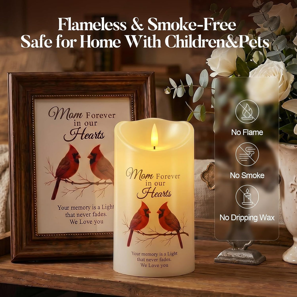 Homemory Cardinal Memorial Candle Sympathy Gifts for Loss of Loved One, Mom
