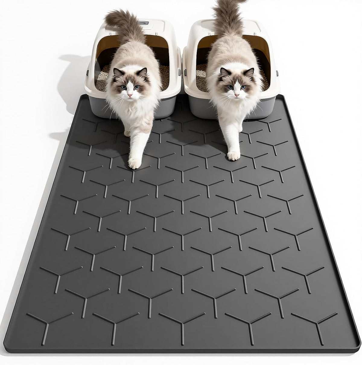 Garoopion Silicone Cat Litter Mat Large 40" X 28", Easy to Clean, Black