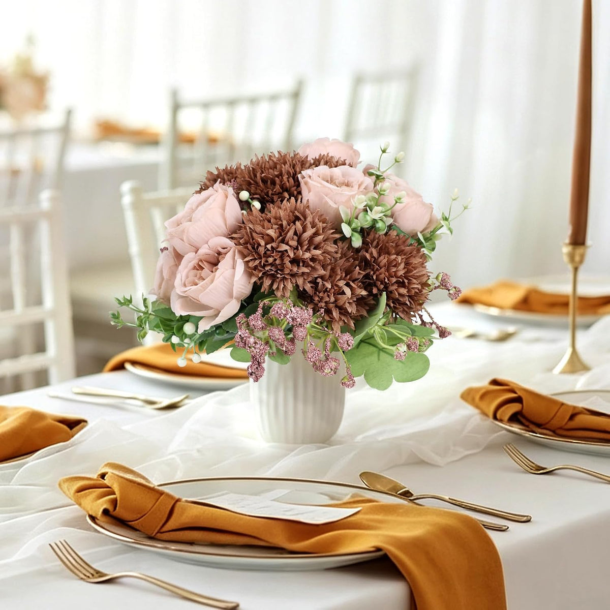 16 Fall Peonies Artificial Flowers Bulk, Brown