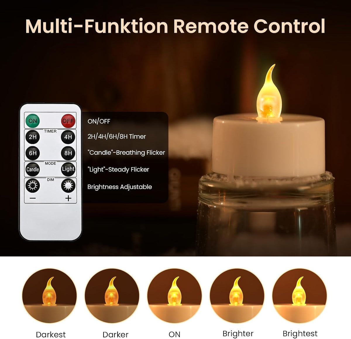 JOSU 12Pcs Flickering Flameless Led Tea Lights Candles Battery Operated, 200+ Hours Fake Electric Candles with Remote Timer, Warmer Lamp White Candlesticks for Home Wedding Party Decor