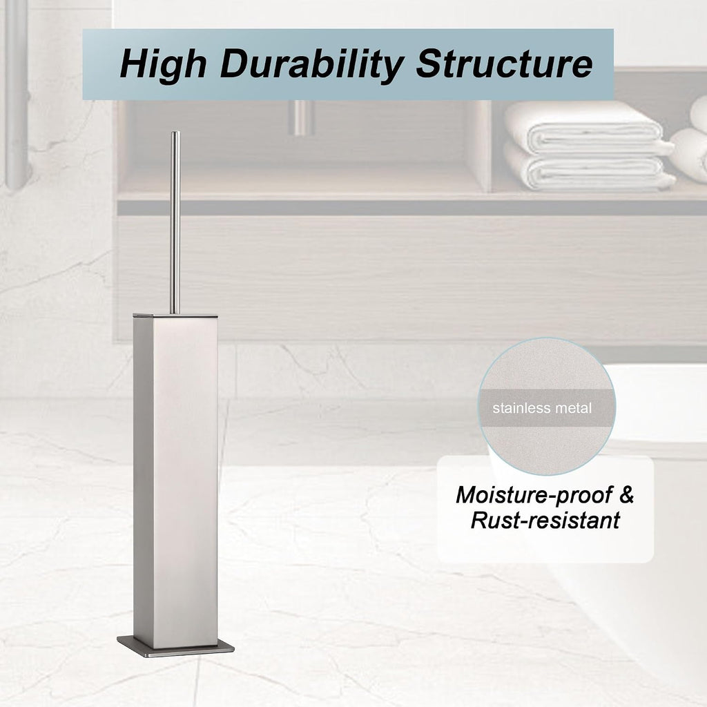Brushed Nickel Toilet Brush and Holder,Toilet Bowl Brush with Extra Long Handle