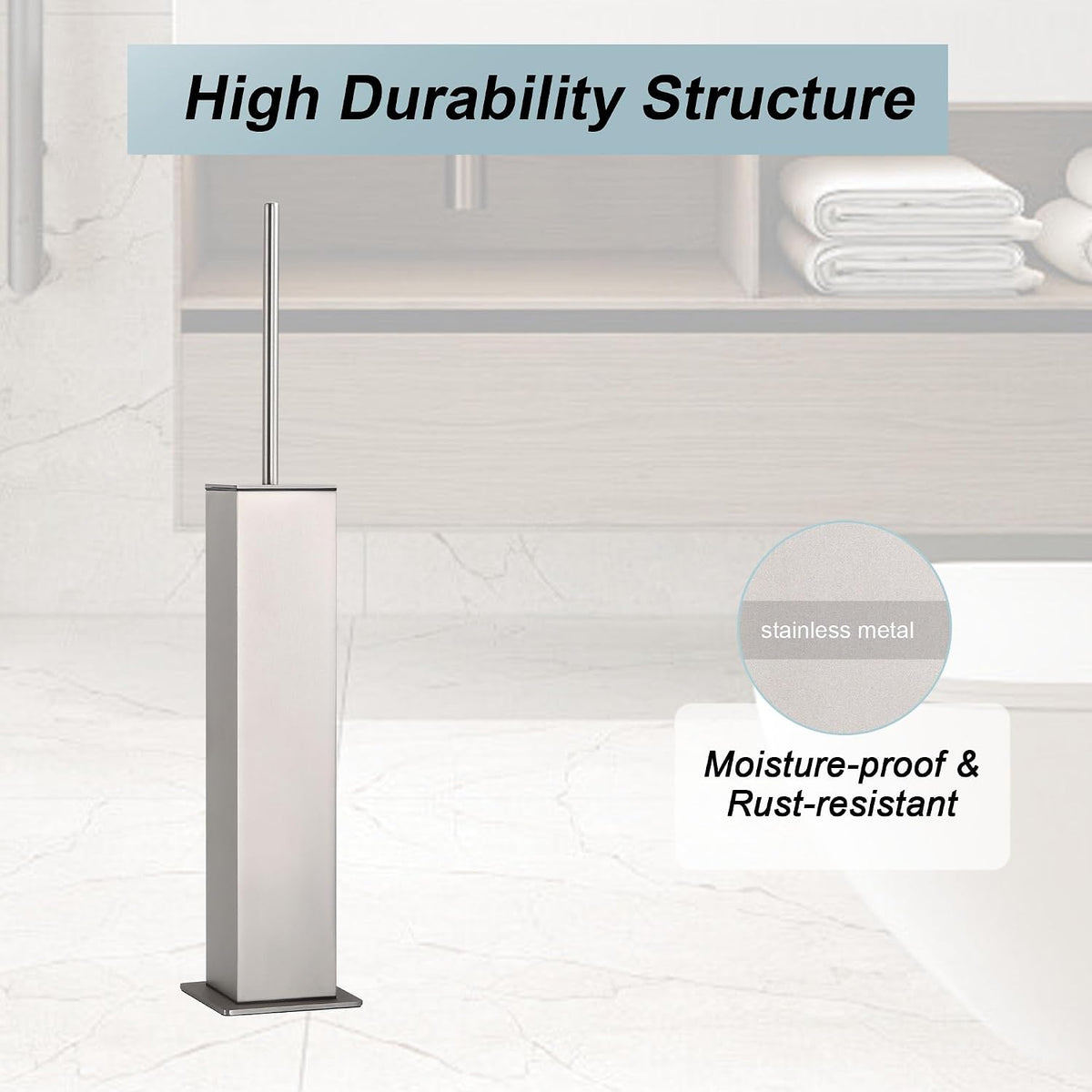 Brushed Nickel Toilet Brush and Holder,Toilet Bowl Brush with Extra Long Handle