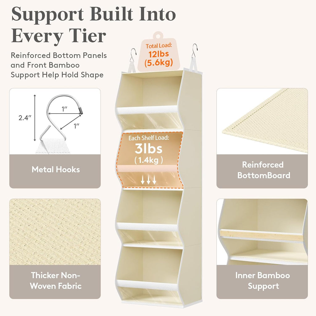 Lifewit Hanging Closet Organizer and Storage for Clothes, Beige, 2 Pack