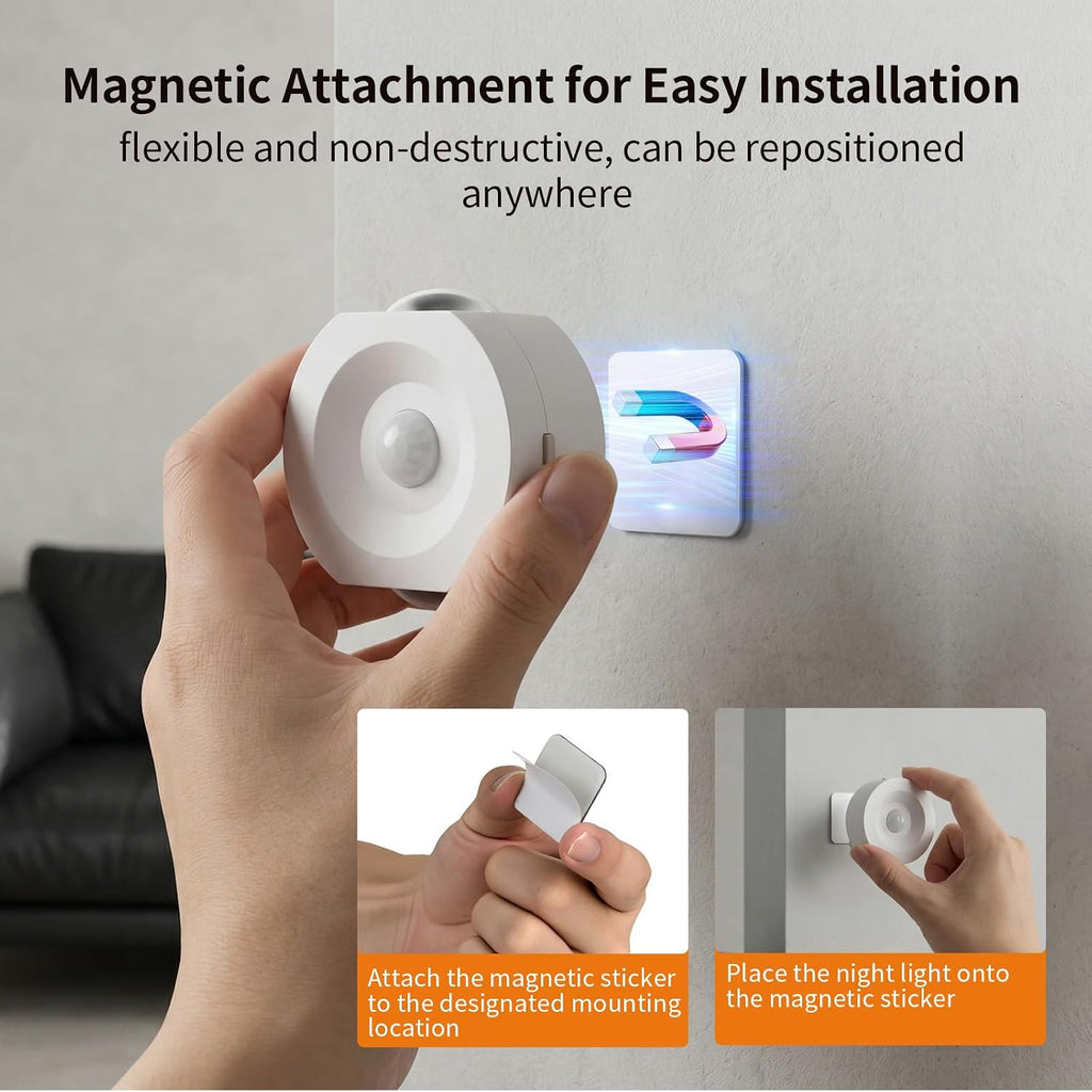Rechargeable Motion Sensor Night Light 4 Pack, Dimmable LED Night Lights with 4 Modes & 3 Color Temperatures, Magnetic Stick-On Night Light for Hallway, Bedroom, Stairs, Closet, Bathroom