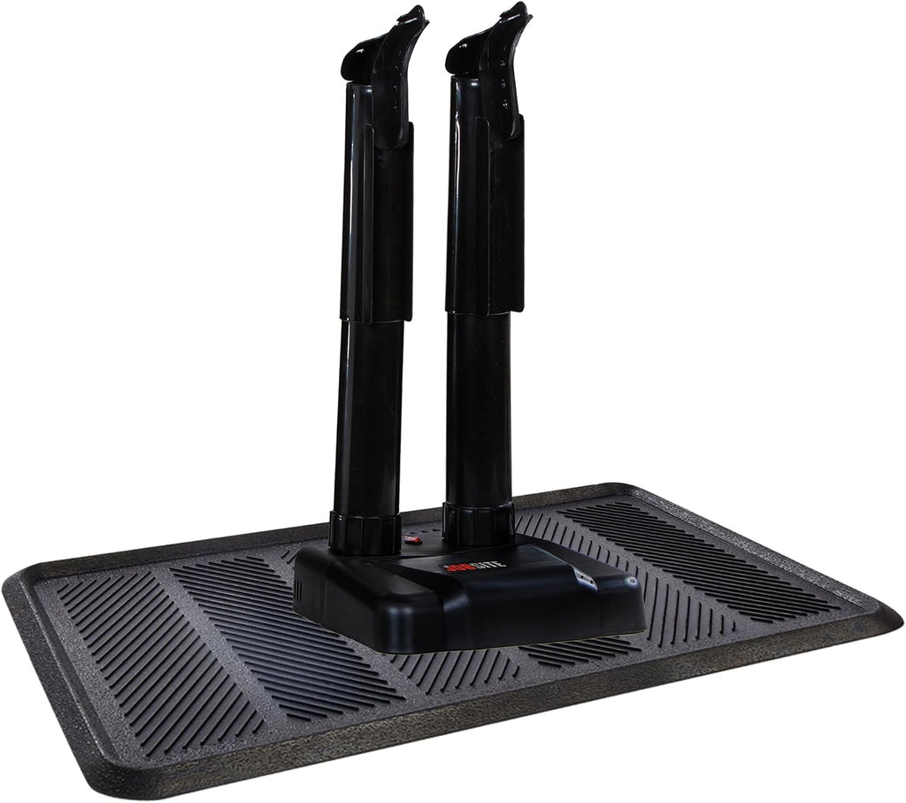 JobSite Boot Dryer with Rubber Drip Tray - Silent Shoe Dryer & Warmer For Work Boots, Gloves & Shoes - Fanless Convection Dry - Helps Reduce Odor