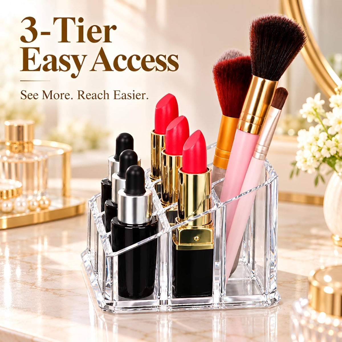 MOSIKER Acrylic Lipstick Organizer Lip Gloss Holder with 9 Slots