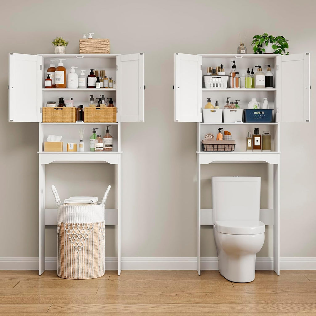 RRX Over The Toilet Storage Cabinet, Bathroom Above Organizer (Pure White)
