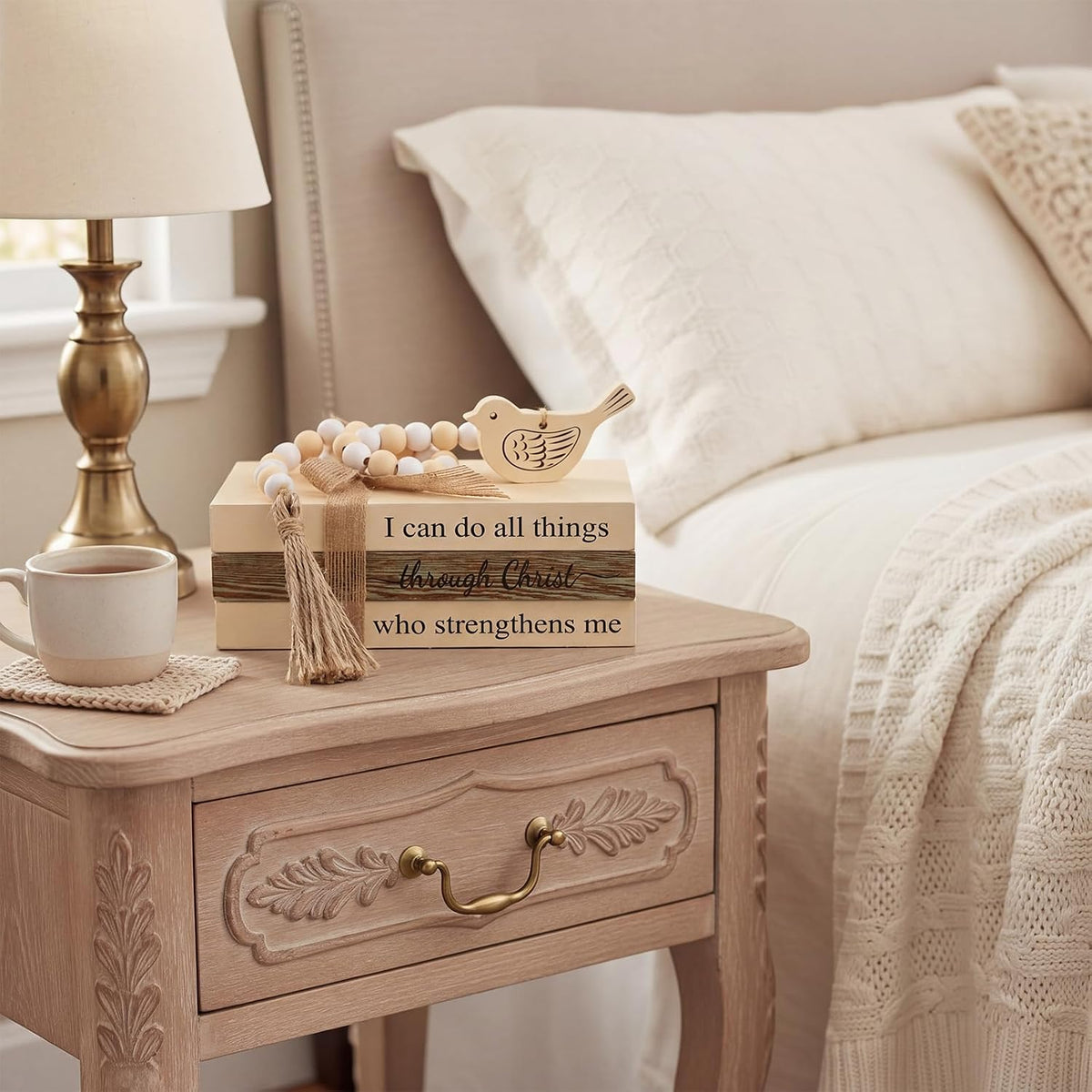 Tatuo 4 Pcs Wooden Farmhouse Decorative Books for Home Decor, Chris
