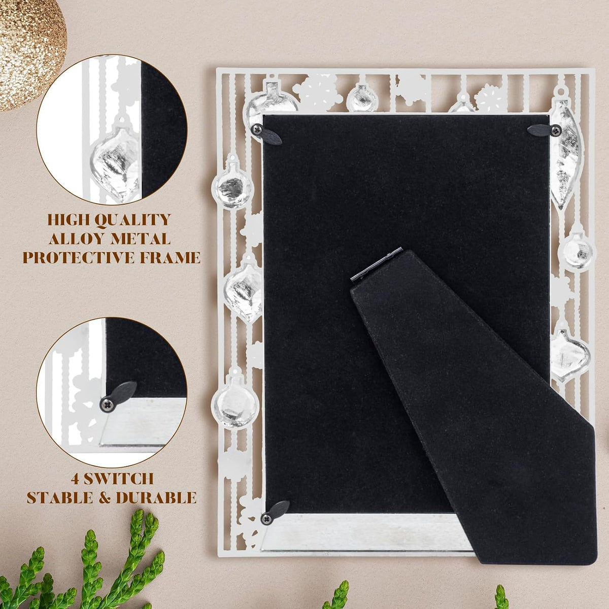 LARAINE Picture Photo Frame 5x7 Metal 2026 Christmas High Definition Display Pictures for Tabletop Home Decorative Holiday Gift (2026)