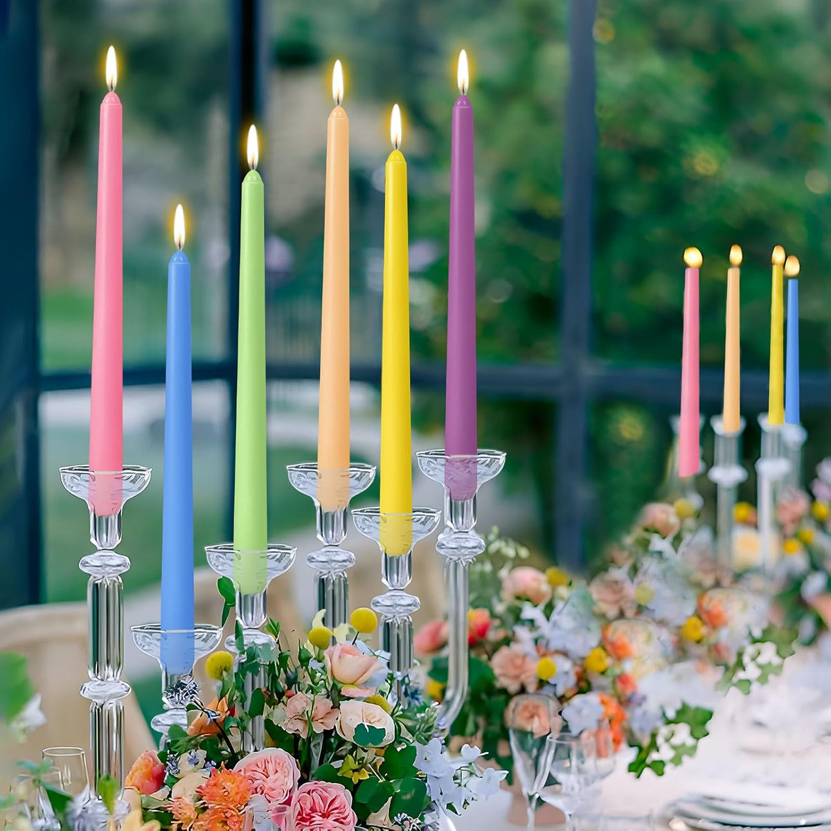 10 Inch Multi-Color Taper Candles for Religious and Spiritual Settings, 12 Pack Unscented Candlesticks in 6 Colors for Holiday, Seasonal Celebration and Home Decoration