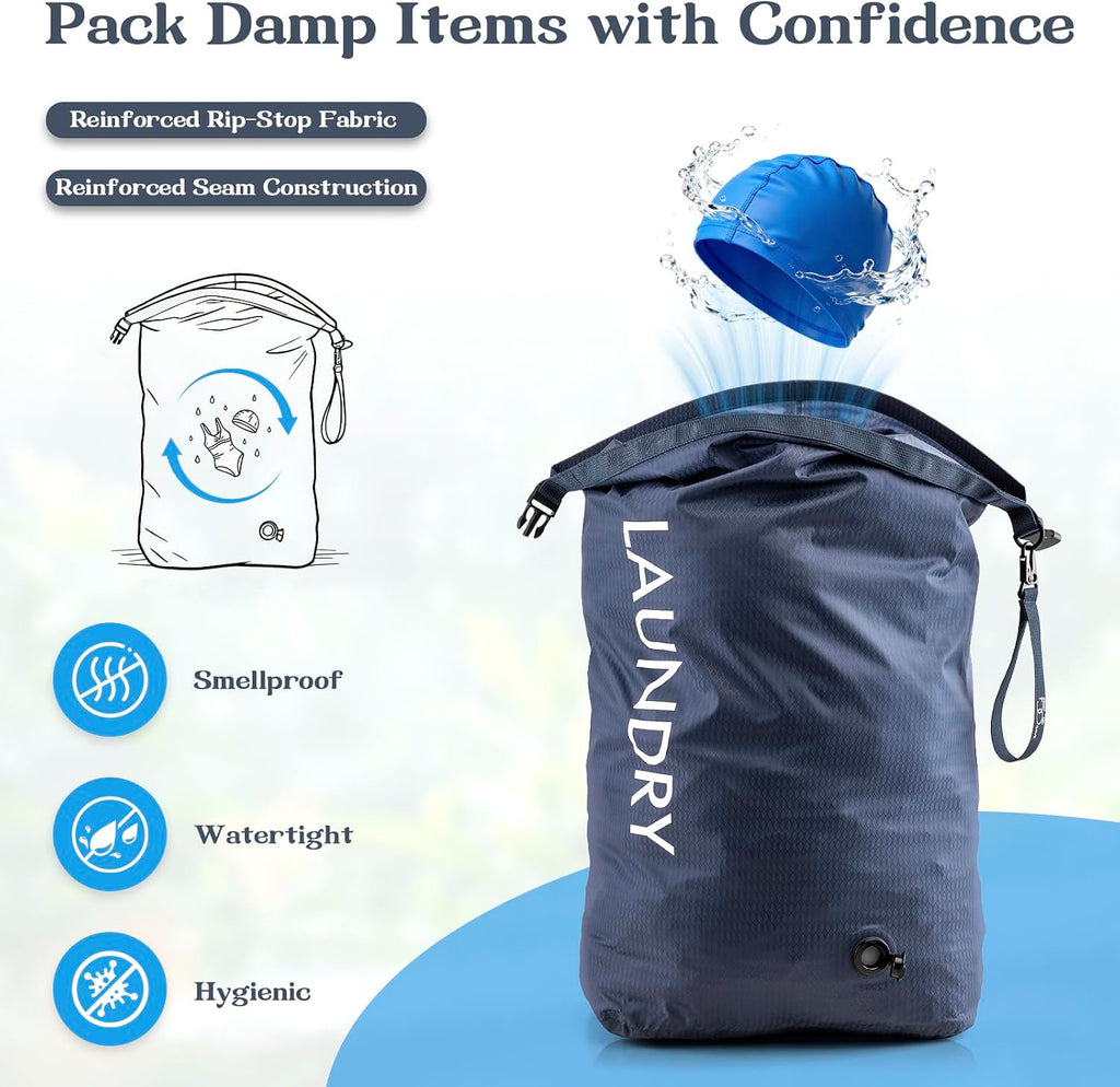 Compression Laundry Bag, Waterproof Travel Storage for Dirty Clothes
