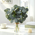 Artificial Eucalyptus Stems In Glass Vase, Fake Plants with Faux Water