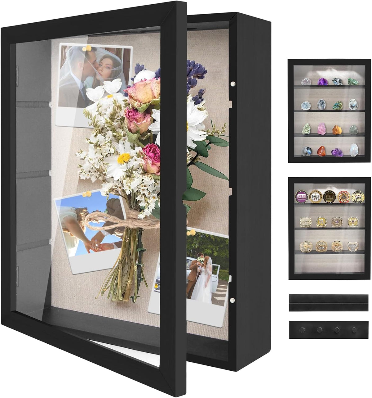 11x14 Shadow Box Display Case with Linen Back and Removable Shelves