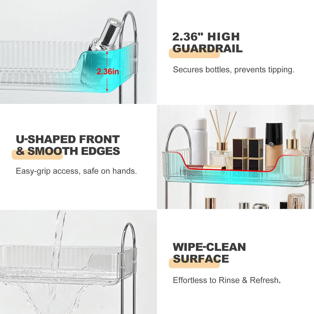 Goderewild 2-Tier Bathroom Counter Organizer, Clear Makeup Organizer