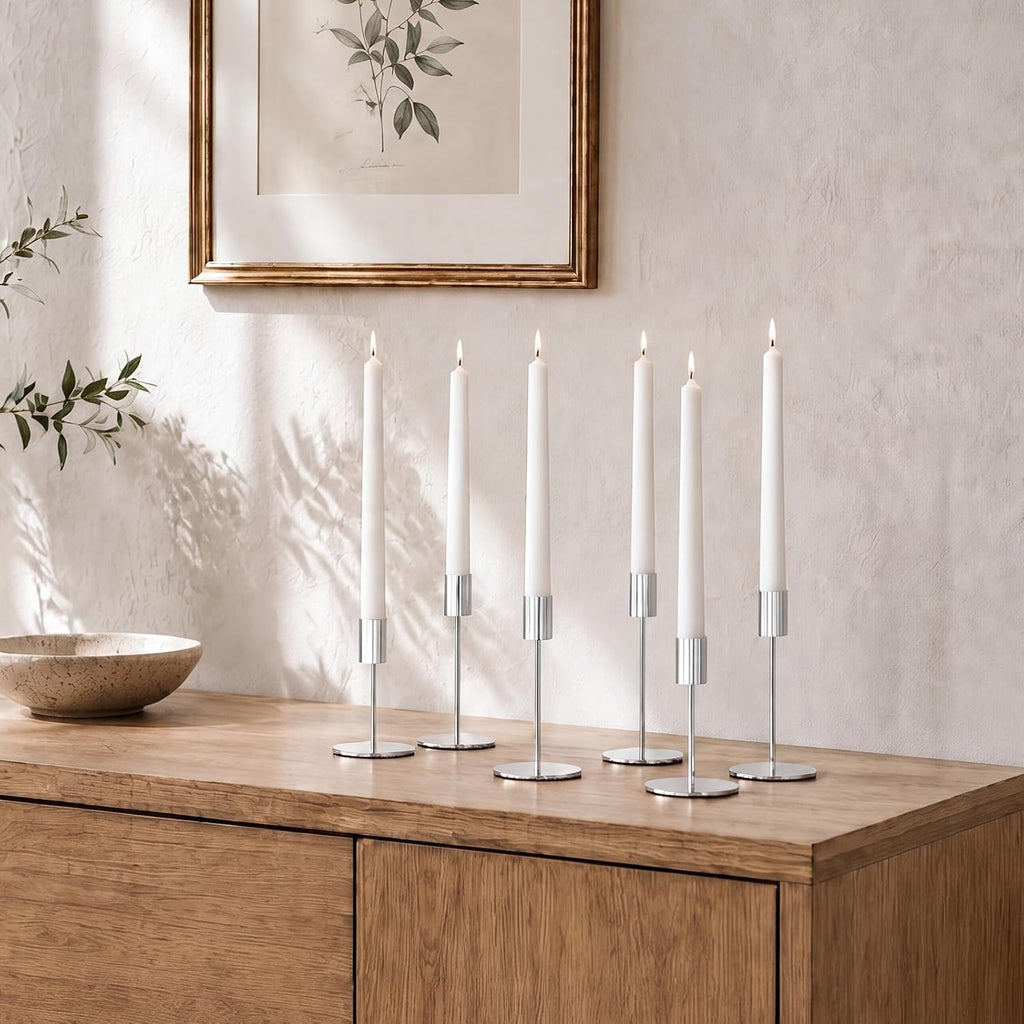 zeochyni Silver Candlestick Holders Set of 3 for Home Decor
