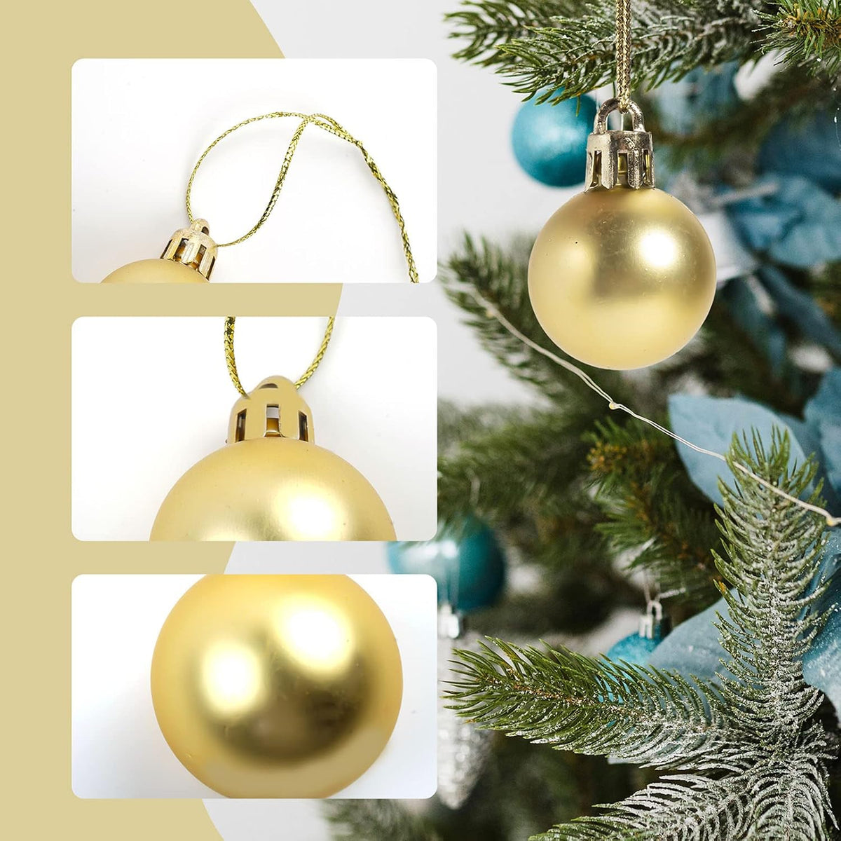 GOOTRADES Set of 24 Mini Shatterproof Christmas Balls Tree Ornaments Party Decoration, 3cm/1.1'' (Gold)