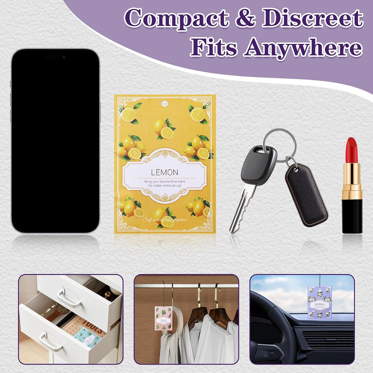 Rose Sachets for Drawers and Closets - 12 Pack Long Lasting Odor Eliminator Bags, Natural Fresh Scent for Wardrobe, Storage, Car & Home, Air Freshener Sachets