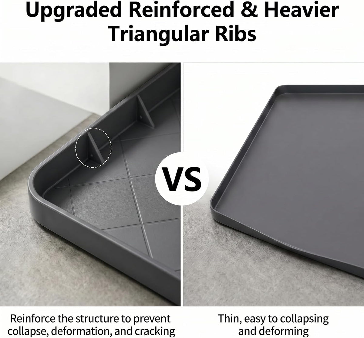 Washing Machine Drain Pan Silicone Mat, 32"x30" 1" Raised Edges Non-Slip Waterproof Washer Drip Tray for Under Washer & Dryer,Anti-Vibration Floor Protector for Refrigerator,Water Dispenser