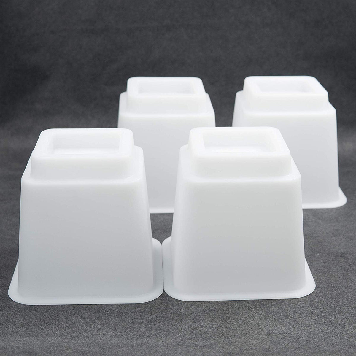 HomeRoots Adjustable Bed Furniture Risers, Heavy Duty Plastic 3", 5" or 8" White Risers for for Bed and Sofa - Set of 4 - Holds up to 1300LB