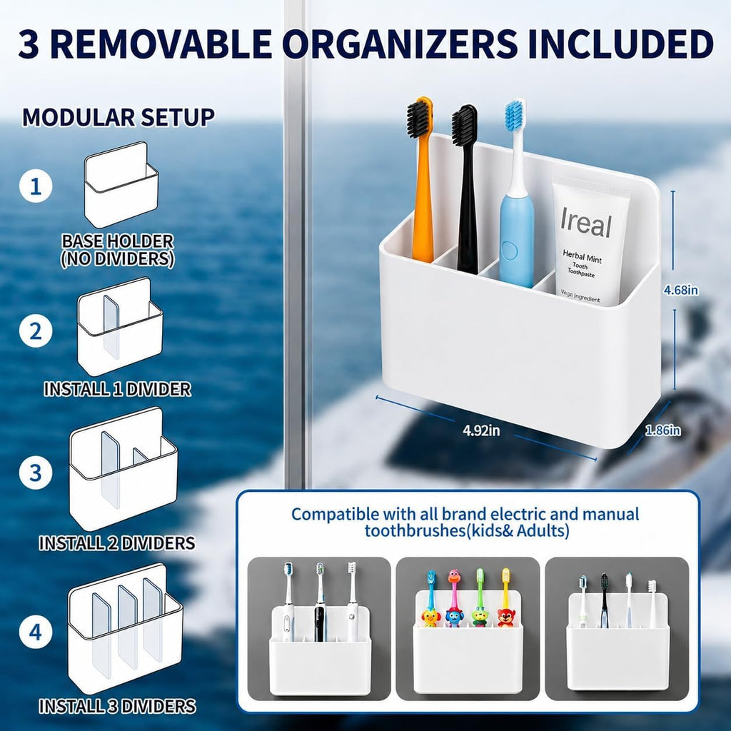 Magnetic Toothbrush Holder for Cruise Ships, Wall-Mounted Bathroom Organizer, Compact Travel Accessories, Cruise Essentials 2025&2026