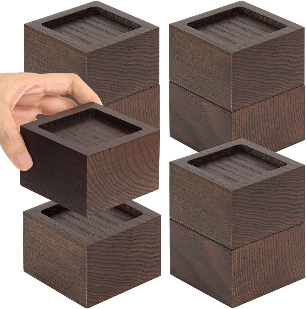 FASONLA Bed Risers (Set of 8) Furniture Risers Lifts Height 2", Oak Solid Wooden Risers for Bed, Furniture, Table, Sofa, Chair Risers with Non-Slip Recessed Hole (8pcs-2" Hight-Walnut Color)