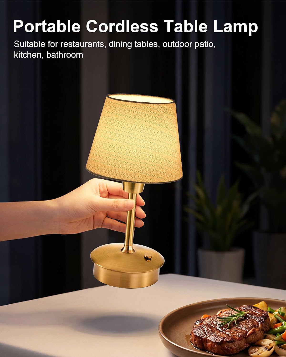 UMEXUS 9.8'' Small Cordless Table Lamp, 5200mAh Battery Operated Touch Lamp