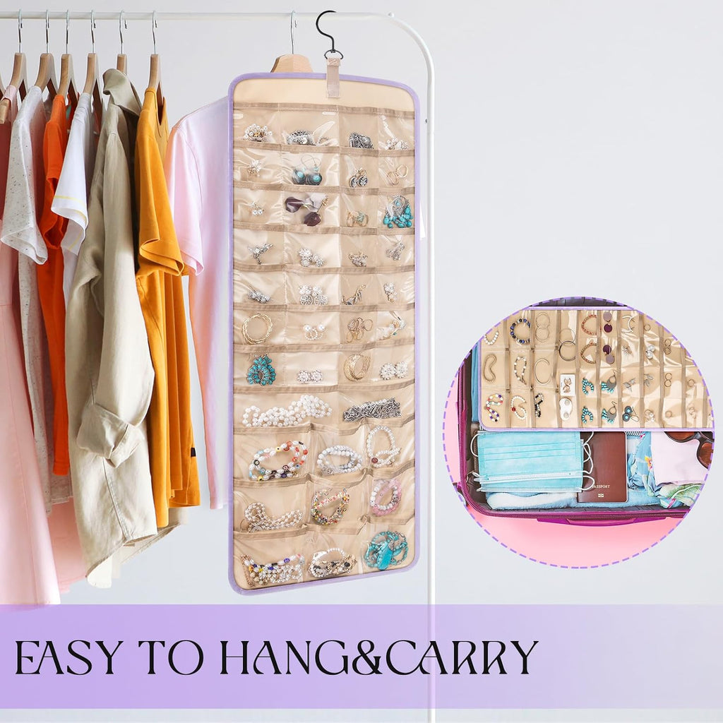 2 Pack Hanging Jewelry Organizer Necklace Hooks, Purple