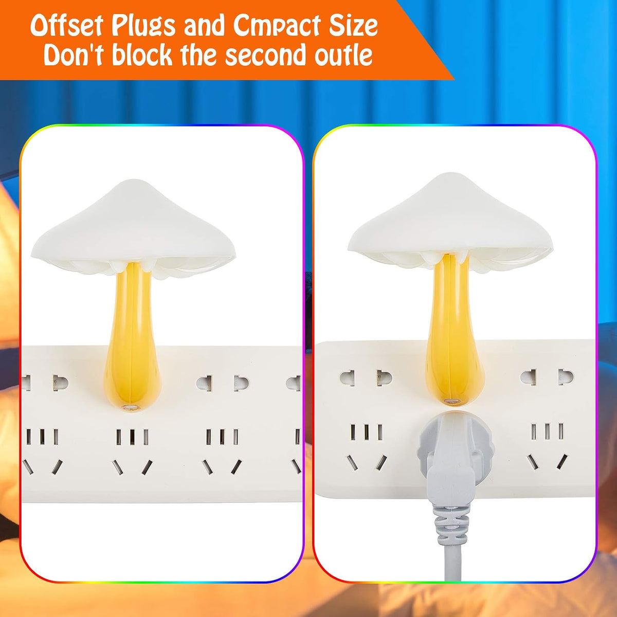 Honoson 4 Pcs Mushroom Night Light Plug in, Colorful Light with White Cover