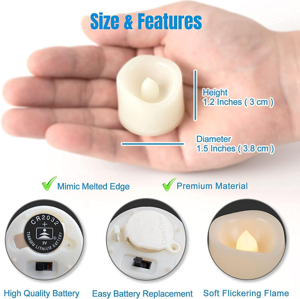 24 Pack 1.2" LED Flameless Flickering Plastic Tealight Votive Candle Bulk Battery Operated/Electric Flicker Small Tea Lights Bright Fake Candles for Halloween Christmas Lantern Decorations